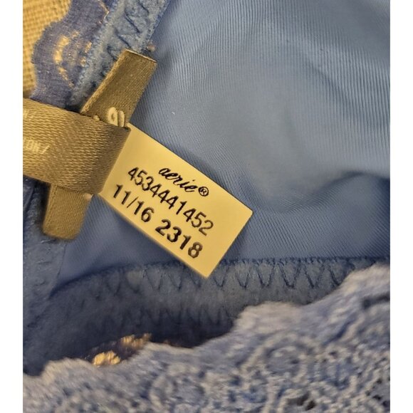 Aerie Blue Lace Trim Bralette With Tassels & Strappy Back Design Size M - Picture 3 of 4